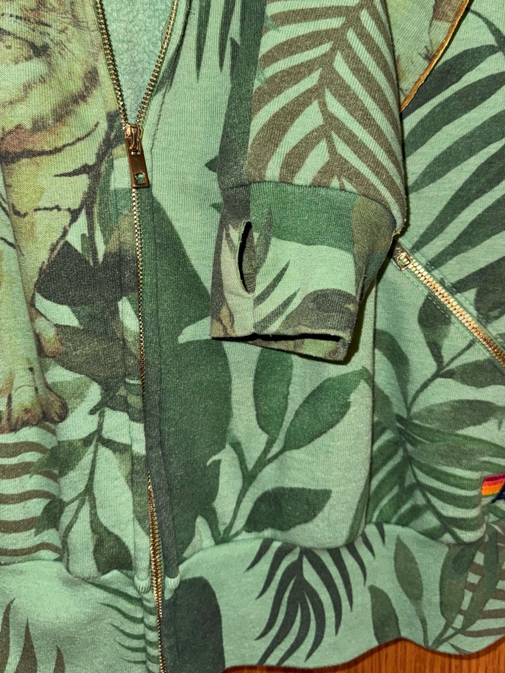 Rare Aviator Natuon Green Tiger Print Zip-Up Hoodie L - Picture 6 of 10